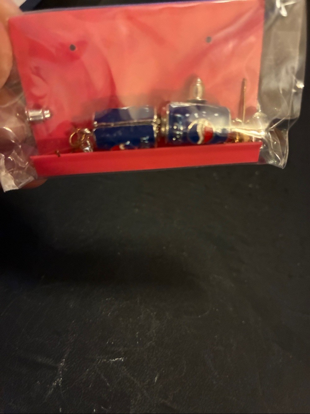 Pepsi Blue and Red Logo Cube. Stud Dangle Earrings - Picture 6 of 8